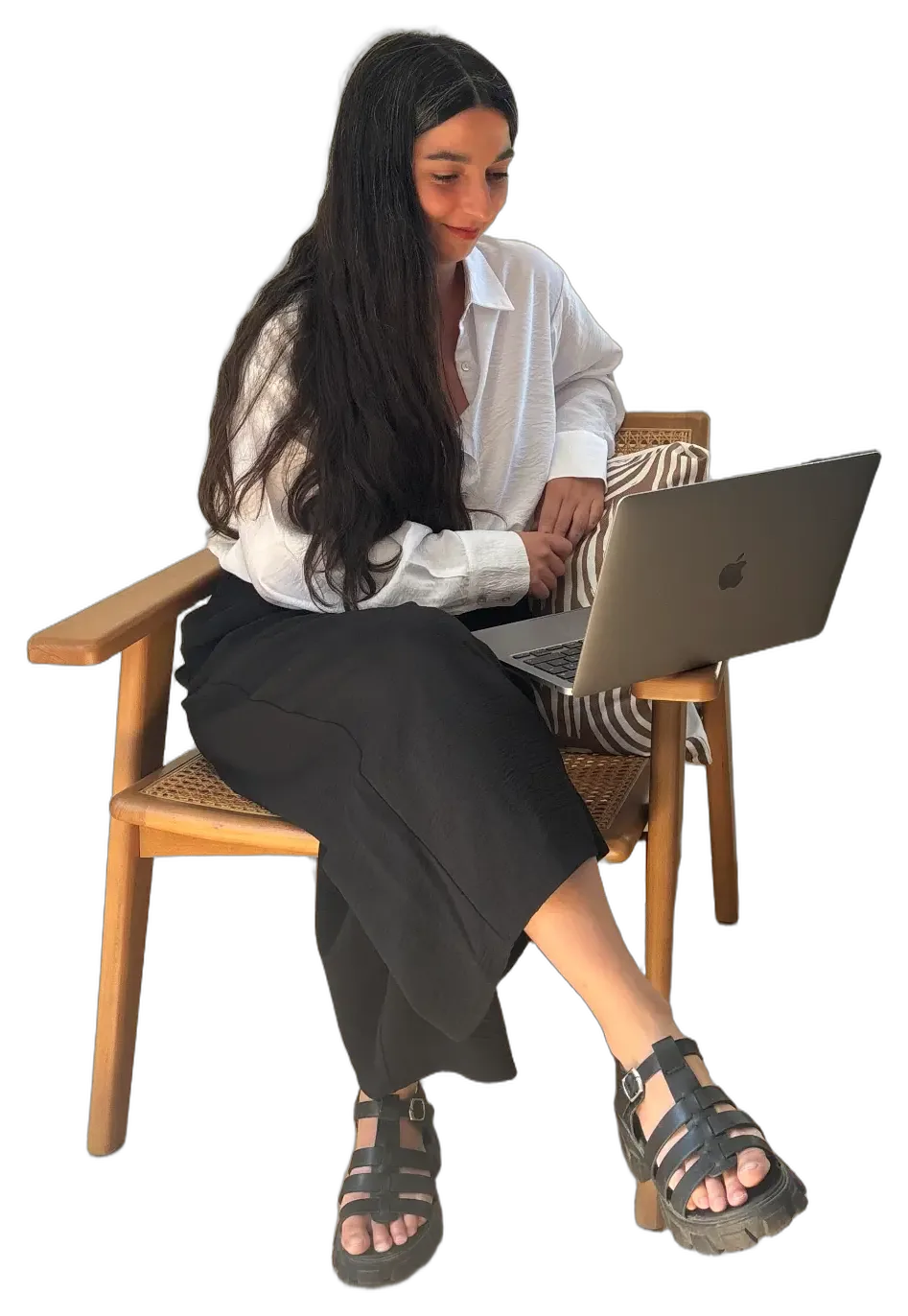 Camille en séance de coaching, devant son ordinateur